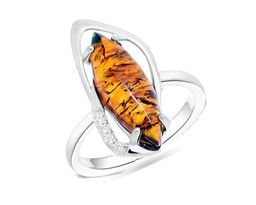 Кольцо из серебра янтарь, КП68