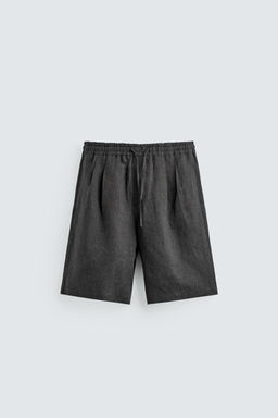 BERMUDA 100% LINO PLIEGUES / Plomo
