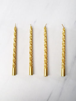 Свеча стержень 4 штуки 20 см витая / SW-701 /уп 144/ золотая - ГалеонТрейд фото 2