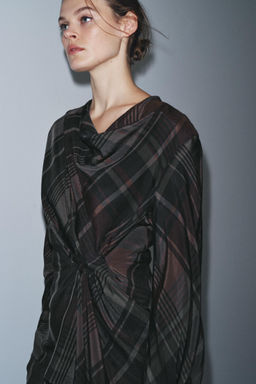 ZW COLLECTION DRAPED CHECK TOP - Zara фото 2