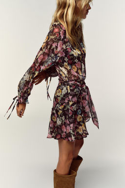 FLORAL PRINT MINI DRESS - Zara фото 4
