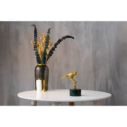 Фигура на подставке «Птица на ветке», мрамор, латунь, 16×8×24 см