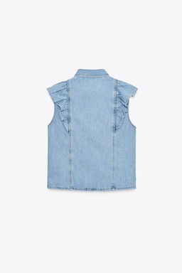 Z1975 DENIM SHIRT WITH RUFFLES - Zara фото 5