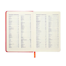 Ежедневник недатированный A5, 140л, клетка, кожзам, на резинке, черный срез, Красный