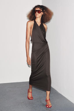 FLOWING NECKLINE DRESS WITH PLEATS - Zara фото 8