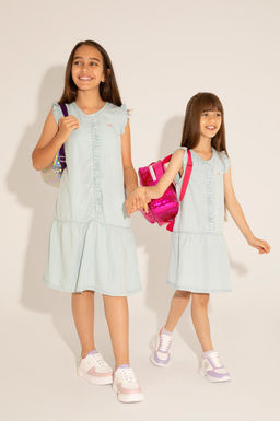 U. S. Polo Assn Голубое джинсовое платье без рукавов для девочки - U.s. polo assn фото 4