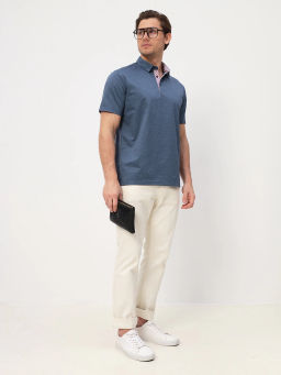 Джемпер мужской с воротником поло короткий рукав GREG G144-PM12-LT1638 (синий)  фото 17