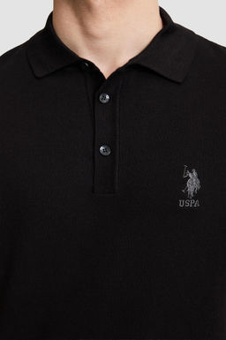 Erkek Regular Fit Siyah Polo Yaka Triko Ti__rt
