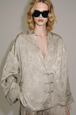 BLAZER JACQUARD CRUZADA ZW COLLECTION / Piedra - Zara фото 3