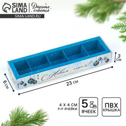Цена за 5 шт. Коробка под 5 конфет новогодняя с ячейками «Морозная роскошь», 6×23×3 см
