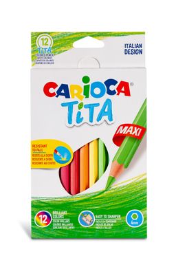 "Carioca" "Tita Maxi" Карандаши цветные утолщенные пластиковые шестигранные заточенный 12 цв. 42789