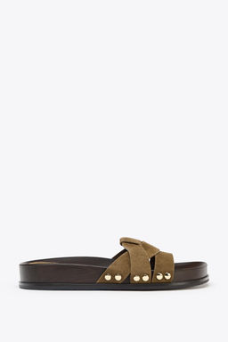 LEATHER SLIDER SANDALS - Zara фото 11