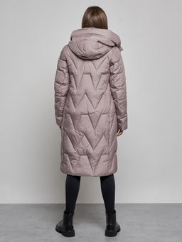 Пальто утепленное молодежное зимнее женское коричневого цвета 586828K - RoccaManer фото 4