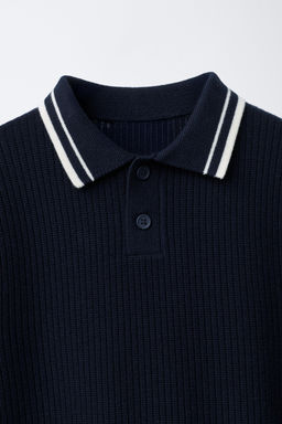 BASIC RIBBED KNIT POLO SHIRT - Zara фото 3