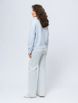 Джемпер голубого цвета с декоративной отделкой - 1001dress фото 4