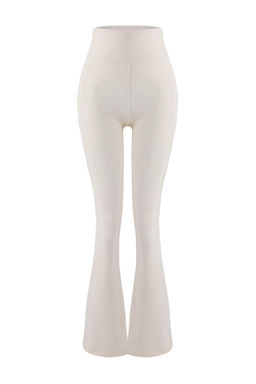 Ekru F?rcal? Soft Kumas Reflektor Bask?l? Ispanyol Paca Yoga Orme Spor Tayt THMAW24TY00066