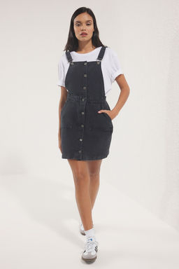 Trendyolmilla Antrasit Mini Salopet Denim Elbise TWOSS25EL00702  фото 3