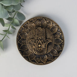 Подставка для благовоний полистоун Рука Фатимы, золото, 9.8?9.8?1 см