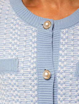 VILATTE / Жакет фактурной вязки с золотистыми пуговицами  фото 3