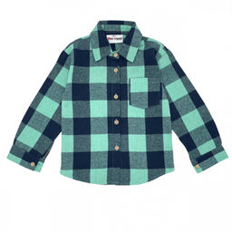 Детская рубашка в клетку с воротником бирюзовая Mini Hippy SAM 046 - Caimano фото 2