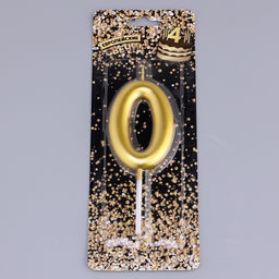 Цена за 3 шт. Свеча в торт «Европейская», цифра 0, 6 см, золото