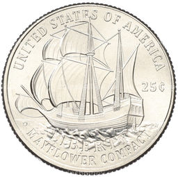 Монета 1/4 доллара (25 центов) 2026 года P США 250 лет независимости США Мейфлауэр
