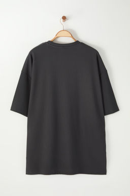 TRENDYOL MAN Buyuk Beden Basic Gri Oversize/Genis Kesim Dokulu K?r?smaz Ottoman T-Shirt TMNSS25BF00013 - Trendyolmilla фото 9