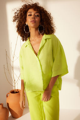 TRENDYOLMILLA Sar? %100 Keten Oversize Gomlek TWOSS24GO00122  фото 3