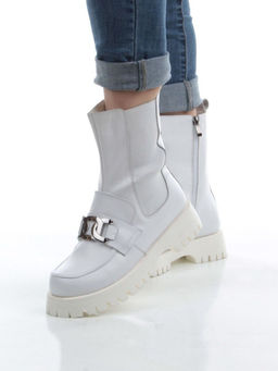 04-YPM5807B WHITE Ботинки зимние женские (натуральная кожа, натуральный мех) - Фабричный китай фото 14
