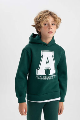 Толстая толстовка с капюшоном и принтом для мальчиков - Defacto фото 6