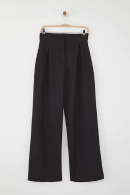 Trendyolmilla Siyah Derin Pilili Wide Leg/Genis Paca Pantolon TWOSS25PL00116  фото 5
