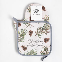 Набор кухонный Christmas tree варежка-прихватка 20х28см, прихватка 19х19см,100%хл - Этель фото 2