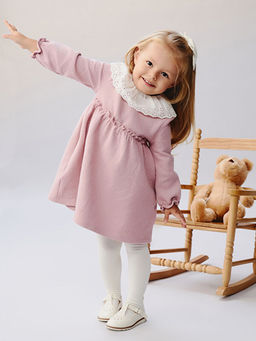 Bebe Yaka K?z Bebek Elbise ve K?lotlu ?orap