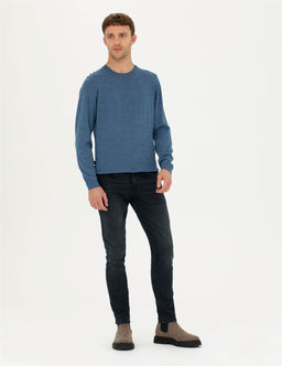 Mavi Slim Fit Bisiklet Yaka Y_n Kar___ml_ Basic Triko Kazak