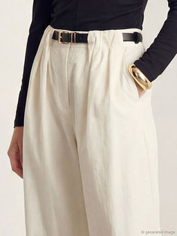 Beli Kemerli Geni? Pa?a Kad?n Pantolon