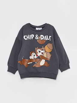 Bisiklet Yaka Uzun Kollu Chipn Dale Bask?l? Erkek Bebek Sweatshirt ve Pantolon 2li Tak?m - Waikiki фото 2