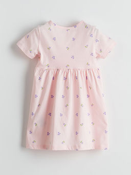 Bisiklet Yaka ?i?ekli K?z ?ocuk Elbise