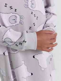 Сорочка ночная для девочек светло-серая с ламами - Mark formelle фото 5