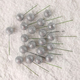 Набор топперов на проволоке «Шар», набор 20 шт., размер 1 шт. — 2×7.5 см, цвет серебро