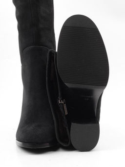 02-K83-B1 BLACK Сапоги зимние женские (натуральная замша, натуральный мех (евромех))