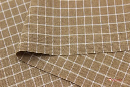 Пестрядь Средняя клетка на темно-песочном, ш.1.40м, хлопок-95%, п/э-5%, 145гр/м.кв - Купава фото 3