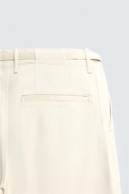 TWILL TEXTURED TROUSERS WITH BELT