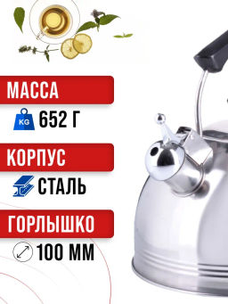 26166 Чайник 3л со свистком нерж/ст/бакел MB (х12) - Mayer&boch фото 5