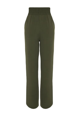 Haki Wide Leg/Genis Paca Beli Lastikli Dokuma Pantolon TWOSS22PL00024