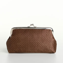 Косметичка женская на фермуаре, маленькая, с принтом Точки, коричневая - Simaland фото 2