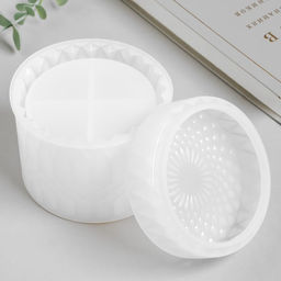 Молд силикононовый «Шкатулка круглая узорная» с крышкой 9,8 х 9,8 х 9,4 см