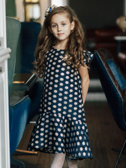 Платье для девочки Джули Ж16-2 жаккард синие цветы