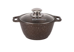 ЛА_АП_MARBLE (кофейный) Кастрюля 1,0 л со стекл. кр, арт. кмк12а