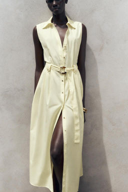 POPLIN MIDI DRESS WITH BELT - Zara фото 3