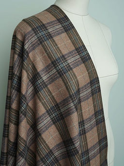 Шерсть пальтово-костюмная Твид Клетка цв.фиолетовый/хаки/коричневый, ш.1.5м, шерсть-60%, п/э-40% - Купава фото 4